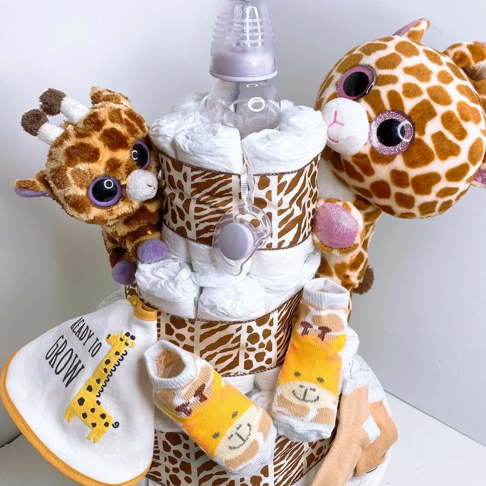Safari Diaper Cake, Giraffe Diaper Cake